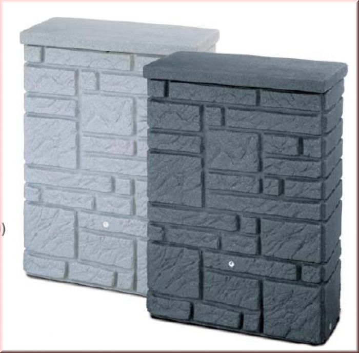 253_4 Steinmauer Maurano, Regenspeicher mit 300 Liter, Farbe black granit oder granit