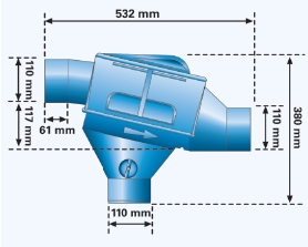 Masse Zisternenfilter zum Regenspeichereinbau für 150 m² Dachfläche, 11,7 cm Höhenversatz
