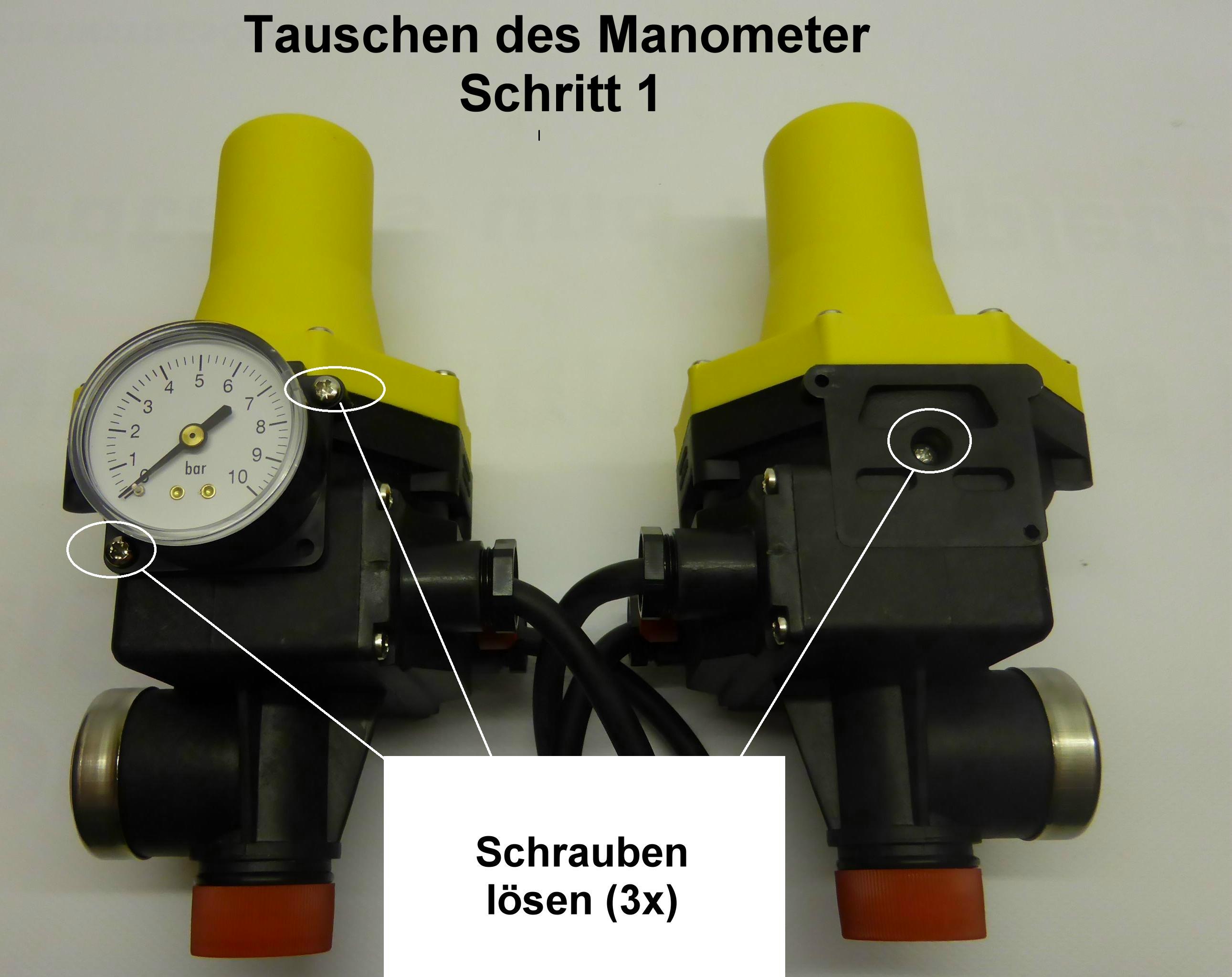 KIT-Schrauben-vorderansicht Druckregelautomat Espa KIT 02-3 Tausch des Manometer Schritt 1