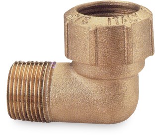 Messing-Klemmverschraubung Winkel Ø32 - 1"AG (stützröhrchenlos) für PE-Rohre, 90ºGrad Winkel, Ausführung Ø32 - 1"AG für PE-Rohr mit Ø32mm Aussendurchmesser, Anschlußgewinde 1" AG, Arbeitsdruck: 16 bar, mit DVGW Zulassung. 