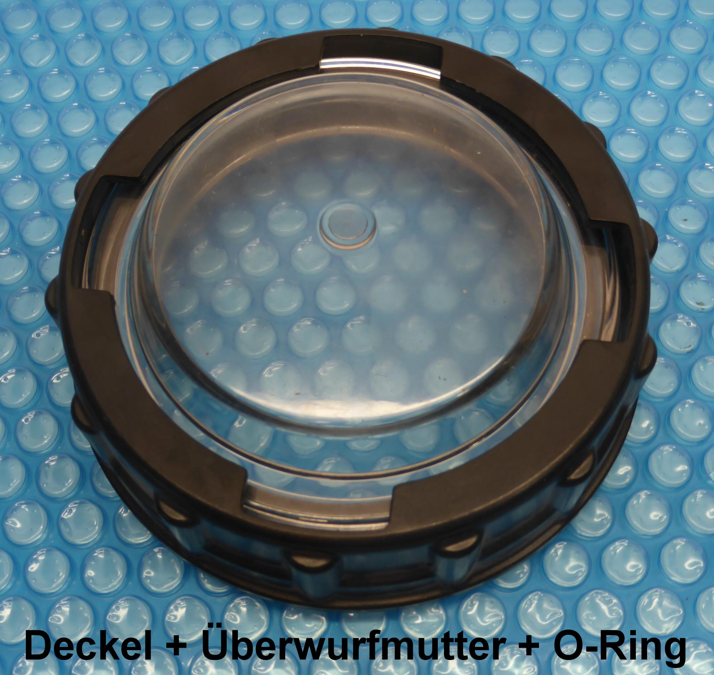 Set bestehend aus Klarsichtdeckel Artikel 8125476, Überwurfmutter Artikel 810527 O-Ring Artikel 8135419 passender Montageschlüssel 8127995 für die neue Deckelversion gleich mitbestellen.