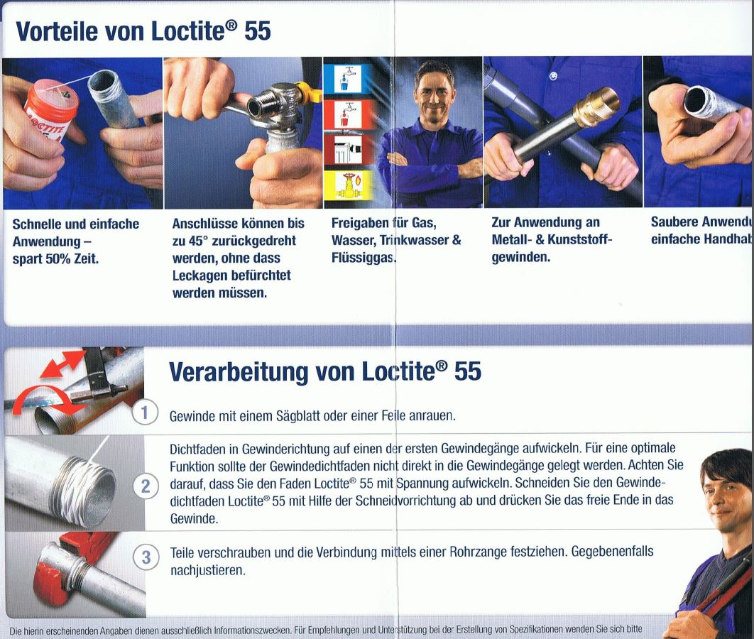 Gewindedichtfaden Loctite 55 - Dose mit 150 Meter