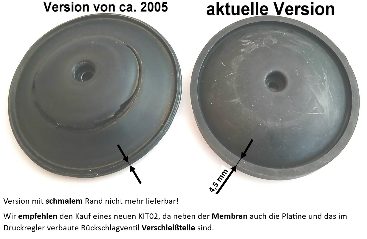 Membrane komplett für Espa Druckregler KIT02-3 und KIT02-4