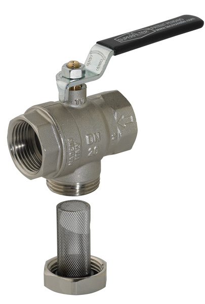 Schmutzfänger komplett aus Messing mit 1/2" oder 3/4" oder 1" Innengewinde, mit Edelstahlsieb Maschenweite 0,5mm als Filter
