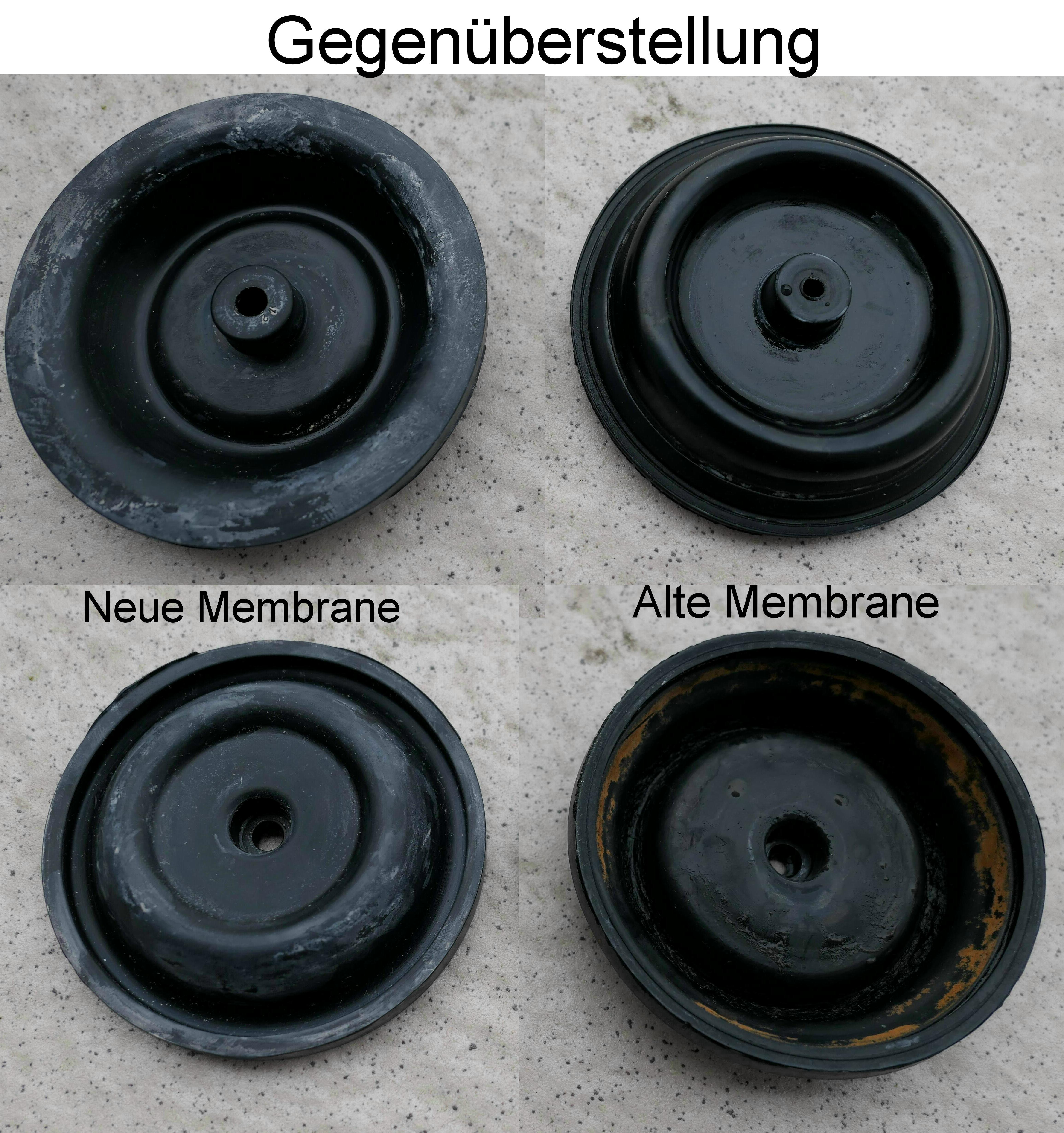 Gegenüberstellung Membrane alt/neu, Membrane für Druckregler, Presscontrol SA 06 (V), Zeta 02 (V), Controlmatic (E) und SARW06