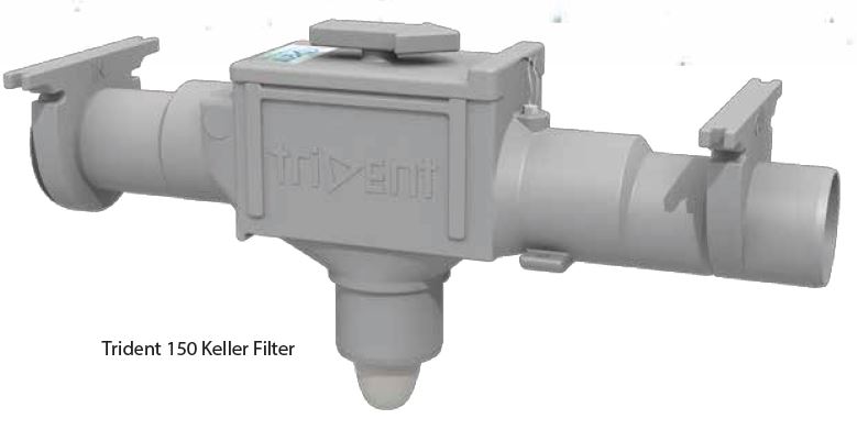 Keller Filter Trident zur Installation in Räumen für 150 m2 Dachfläche, 3,9 cm Höhenversatz