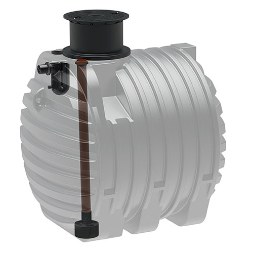 Kunststoff Regenwassertank 6.500 Liter mit Zulauf, Überlauf und Schiebedom