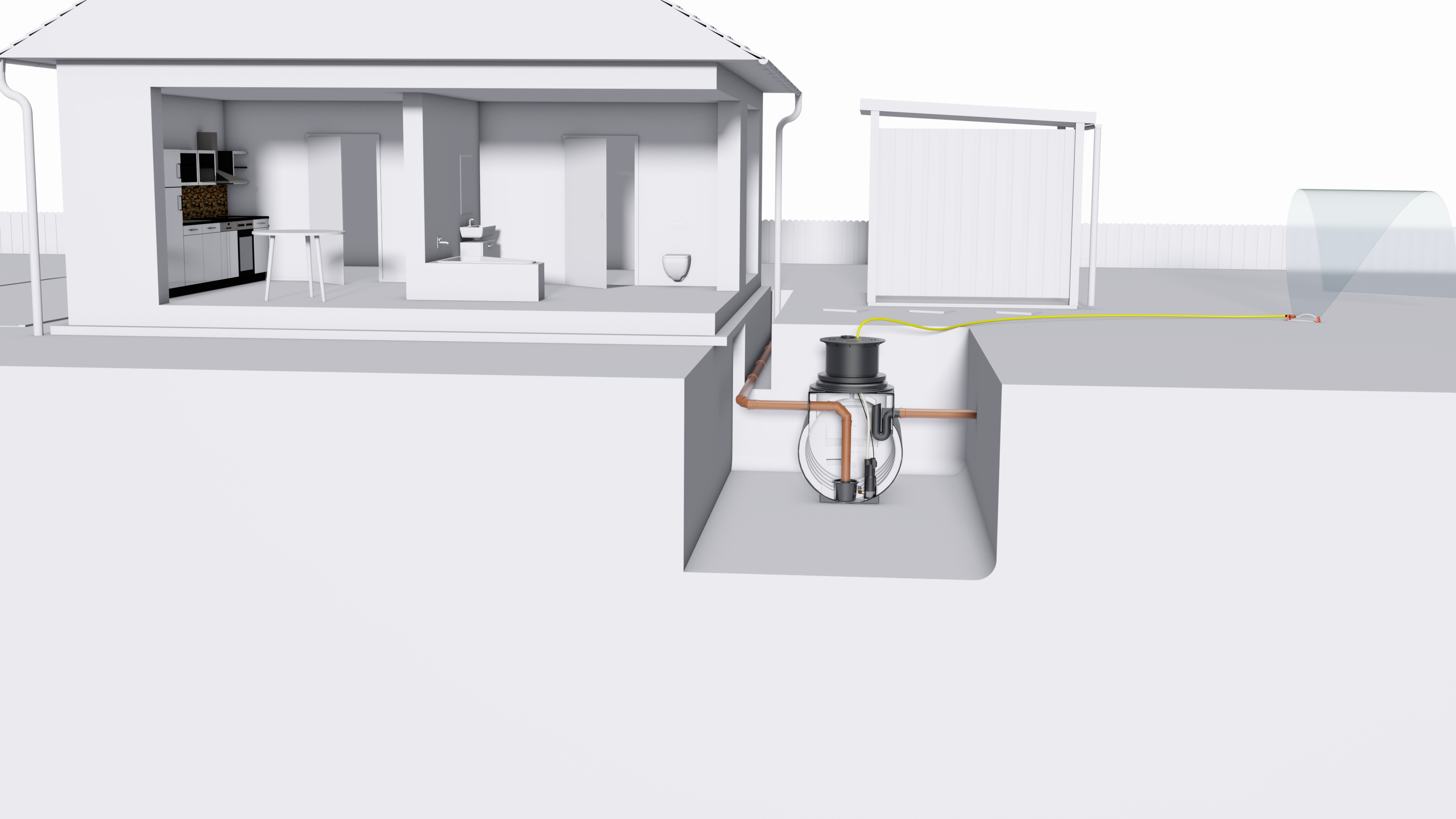 Einbaubeispiel Gartenanlage "quick", Material: Polyethylen, Nutzvolumen: 1.000 Liter - 13.000 Liter