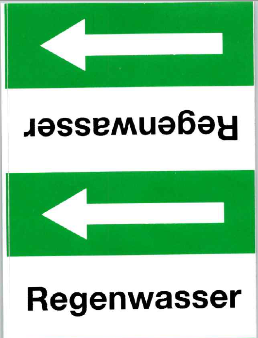 Regenwasser Etikett mit Pfeil, selbstklebend für Aufputz