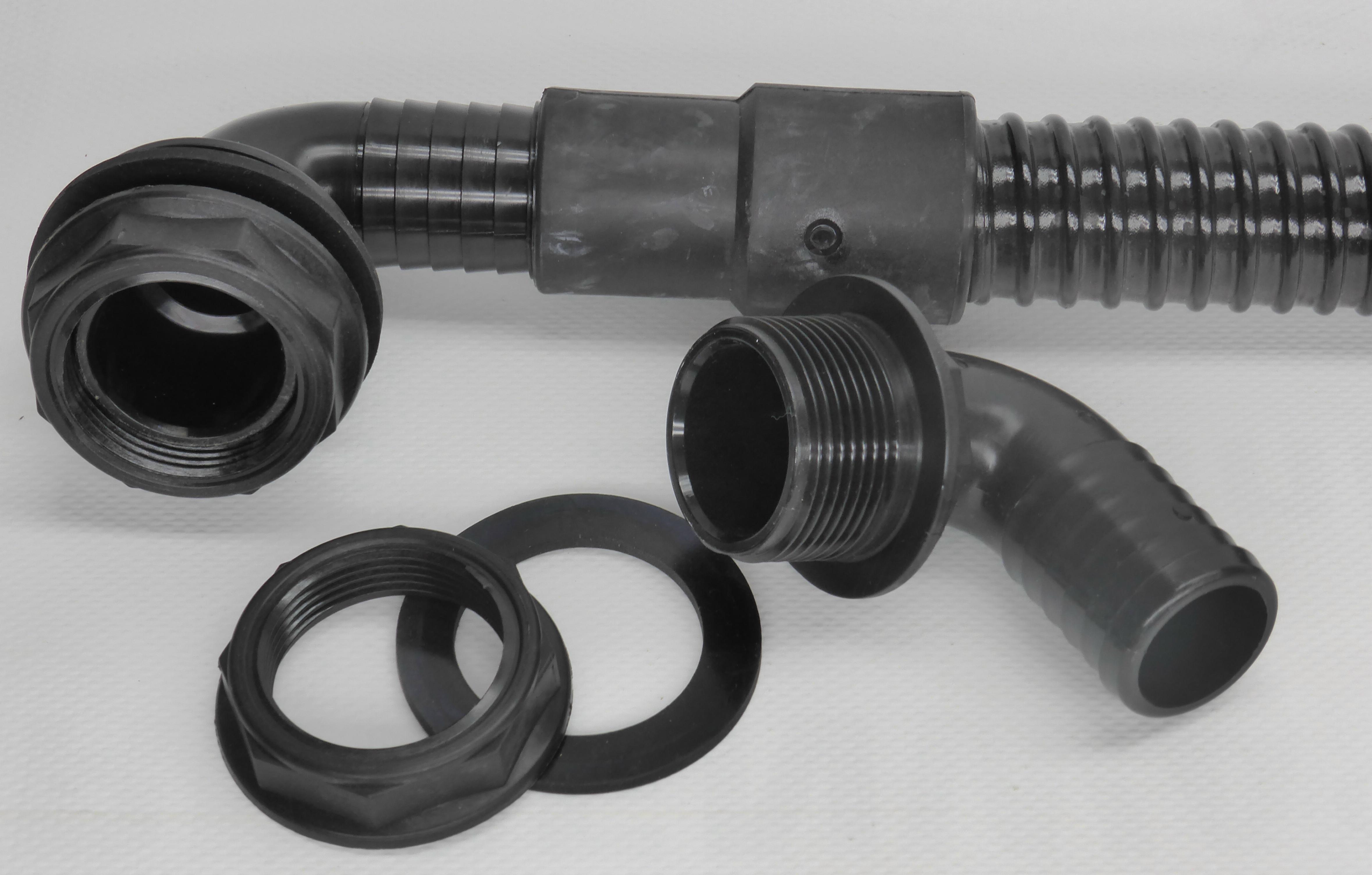 Garten-Filter Anschluss-Set mit 90 Grad gewinkelter Behälterverschraubung