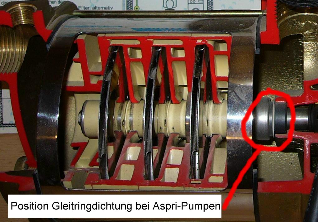 Montage der Gleitringdichtung in einer Espa Aspri 15 Pumpe