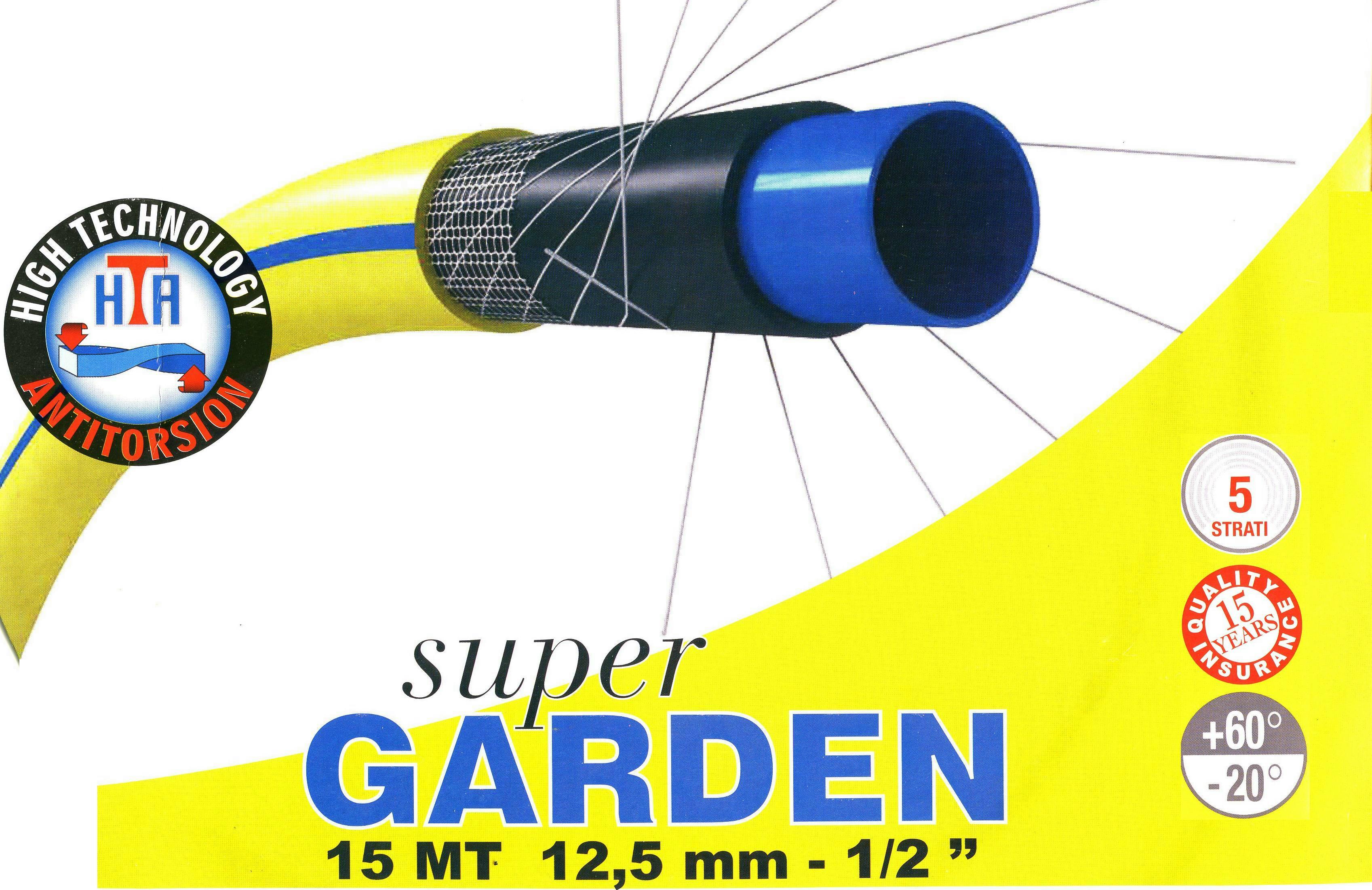 supergarten-oben Zertifikate für Gartenbewässerung oberirdisch mit Wasser- und Gartenschlauch aus PVC mit Gewebeverstärkung Typ Super Garten