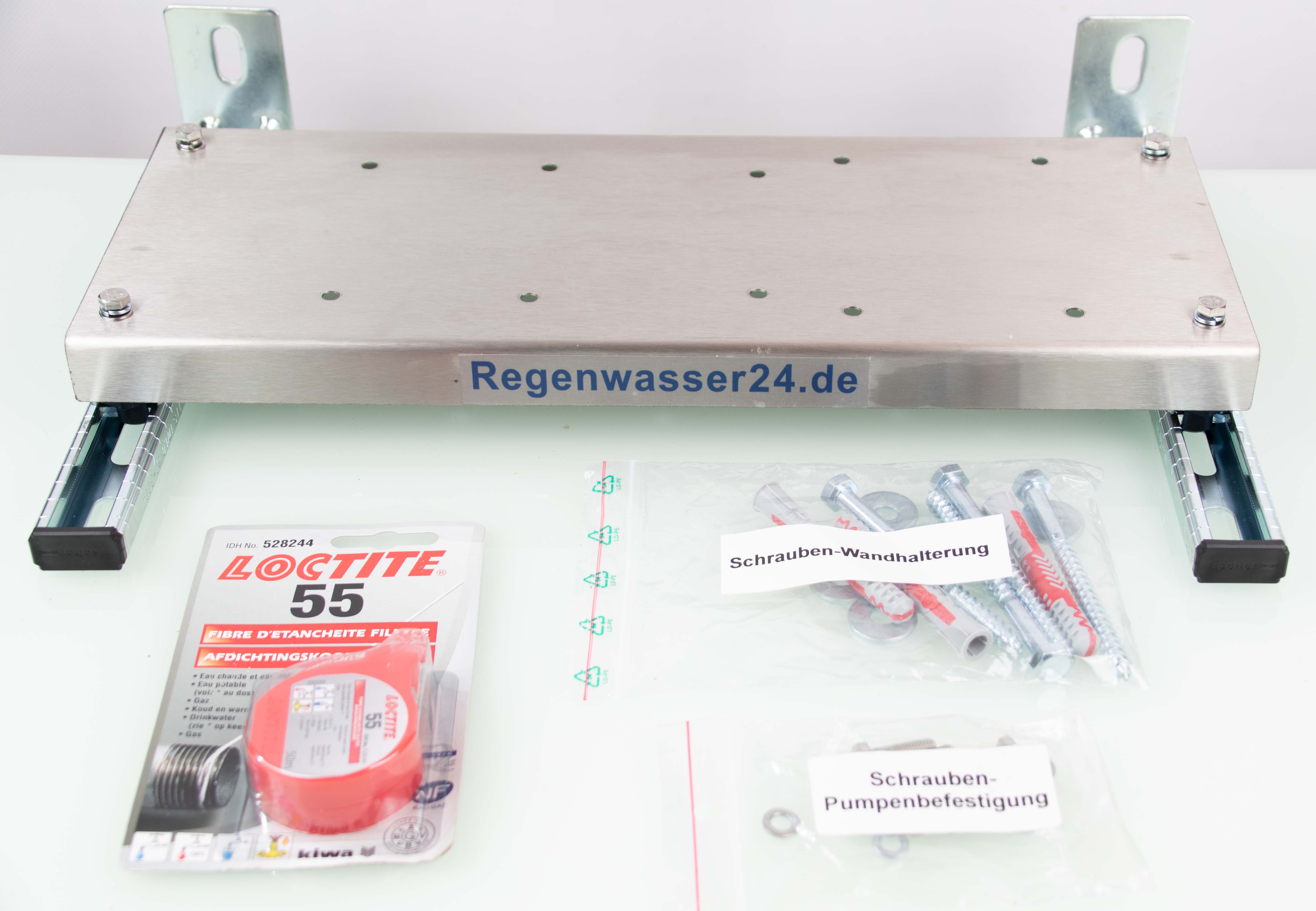 Pumpenanschluss-Set mit Edelstahlkonsole, Panzerschlauch, Kugelhahn