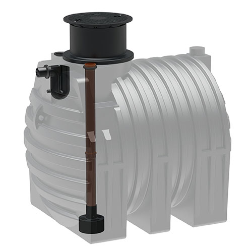 Kunststoff Regenwassertank 4.700 Liter mit Zulauf, Überlauf und Schiebedom