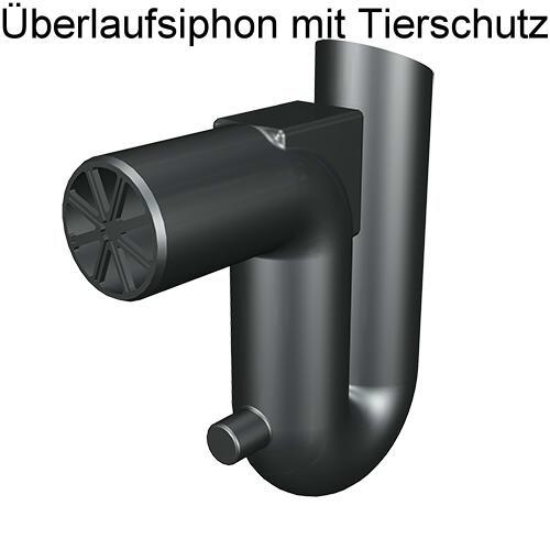 Überlaufsiphon mit Tierschutz für Kunststoff Regenwassertank 6.500 Liter mit Zulauf, Überlauf und Schiebedom