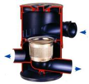 Wirbel-Feinfilter für Regenwasseranlage mit 6.100 Liter mit Espa Aspri Hauswasserwerk, 10 Meter Ansaugleitung, Nachspeisung RWS (in den Tank) mit Zubehör.