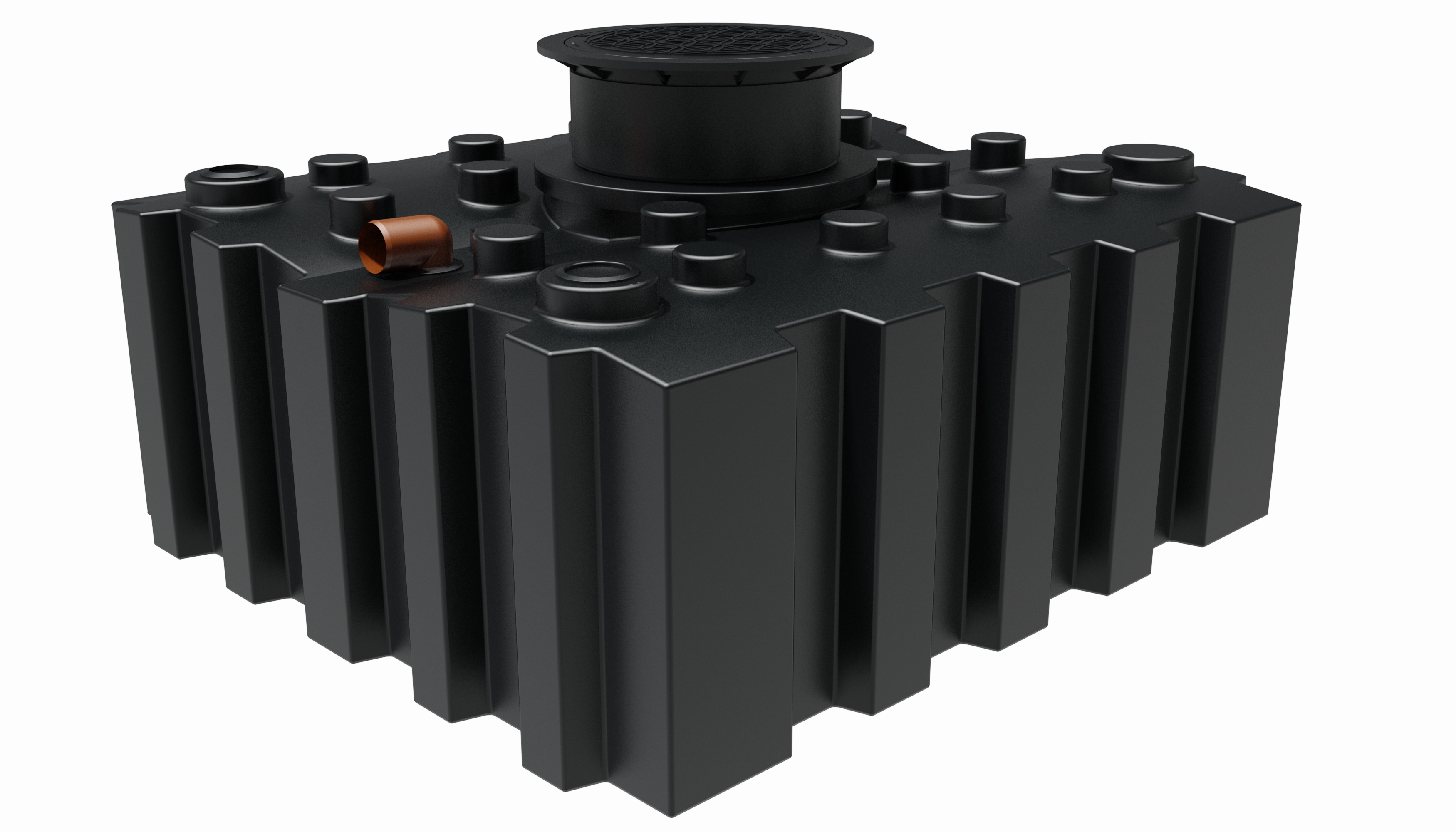 Flachtank 3.000 Liter mit Ausgleichdom, Abdeckung, 3 Anschlüssen und Biovitor (optional)