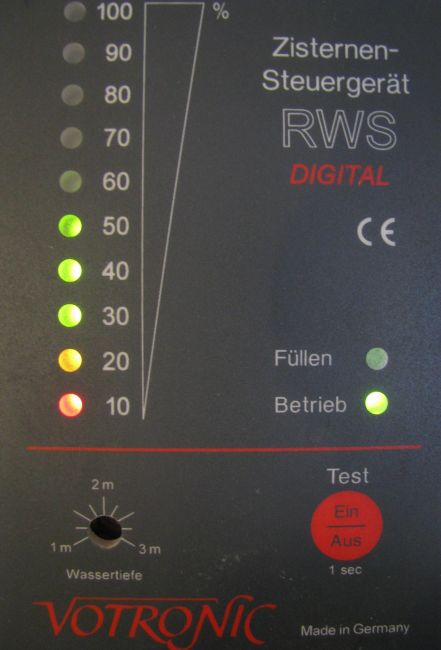 Füllanzeige 3-farbig für Zisternen Steuergerät RWS Digital, Nr. 9225