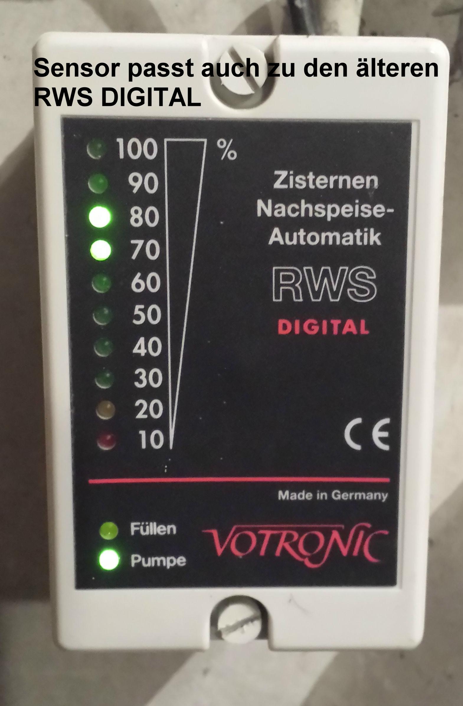Ältere Steuerung Zisternensteuergerät RWS Digital mit Füllstandsanzeige, Trinkwassereinspeisung und Trockenlaufschutz, Votronic,  