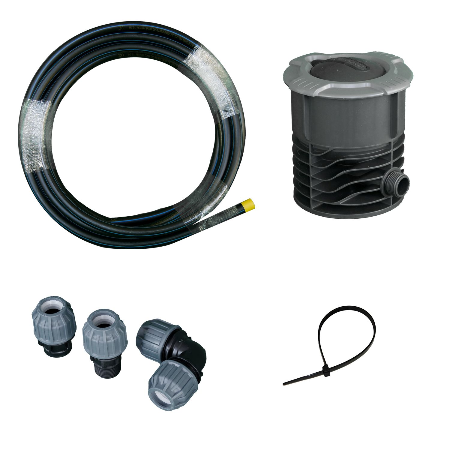 Gartensteckdose für Wasser mit 25m Druckleitung inkl. Fittings 