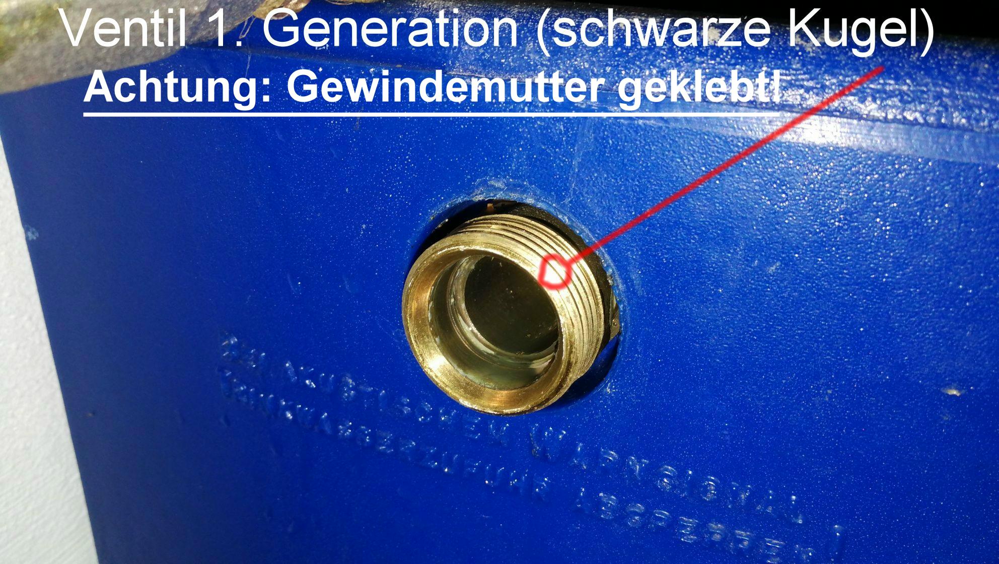 1" AG Anschluss, alte Ausführung des Nachspeiseventil 3/4 Zoll für TEA, TEO, RMA, RME und RMO