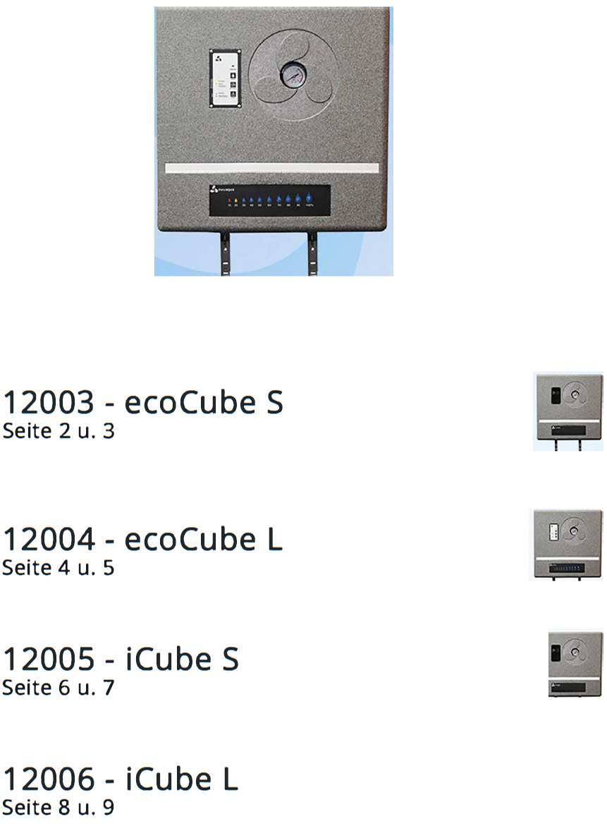 Ersatzteilliste für iWater Kompaktmodul ecoCube und iCube
