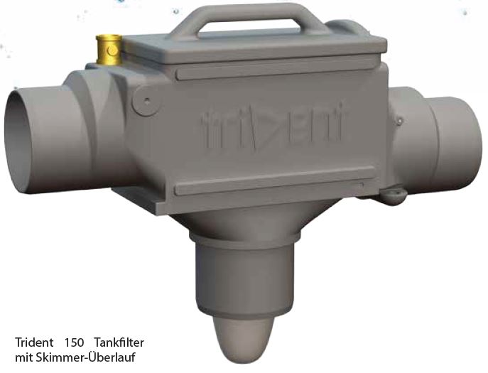 Zisternen Filter Trident zum Einbau in Regenspeicher für 150 m2 Dachfläche, 3,9 cm Höhenversatz