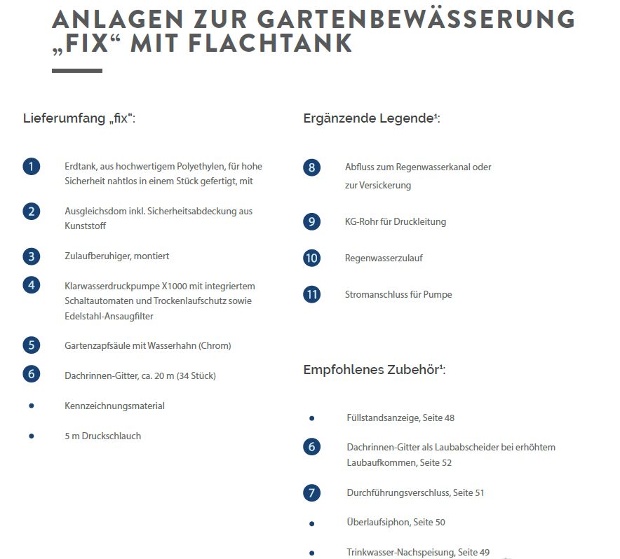 Legende Gartenanlage -fix- mit 2.000 Liter Flachtank inkl. Pumpe und Dom