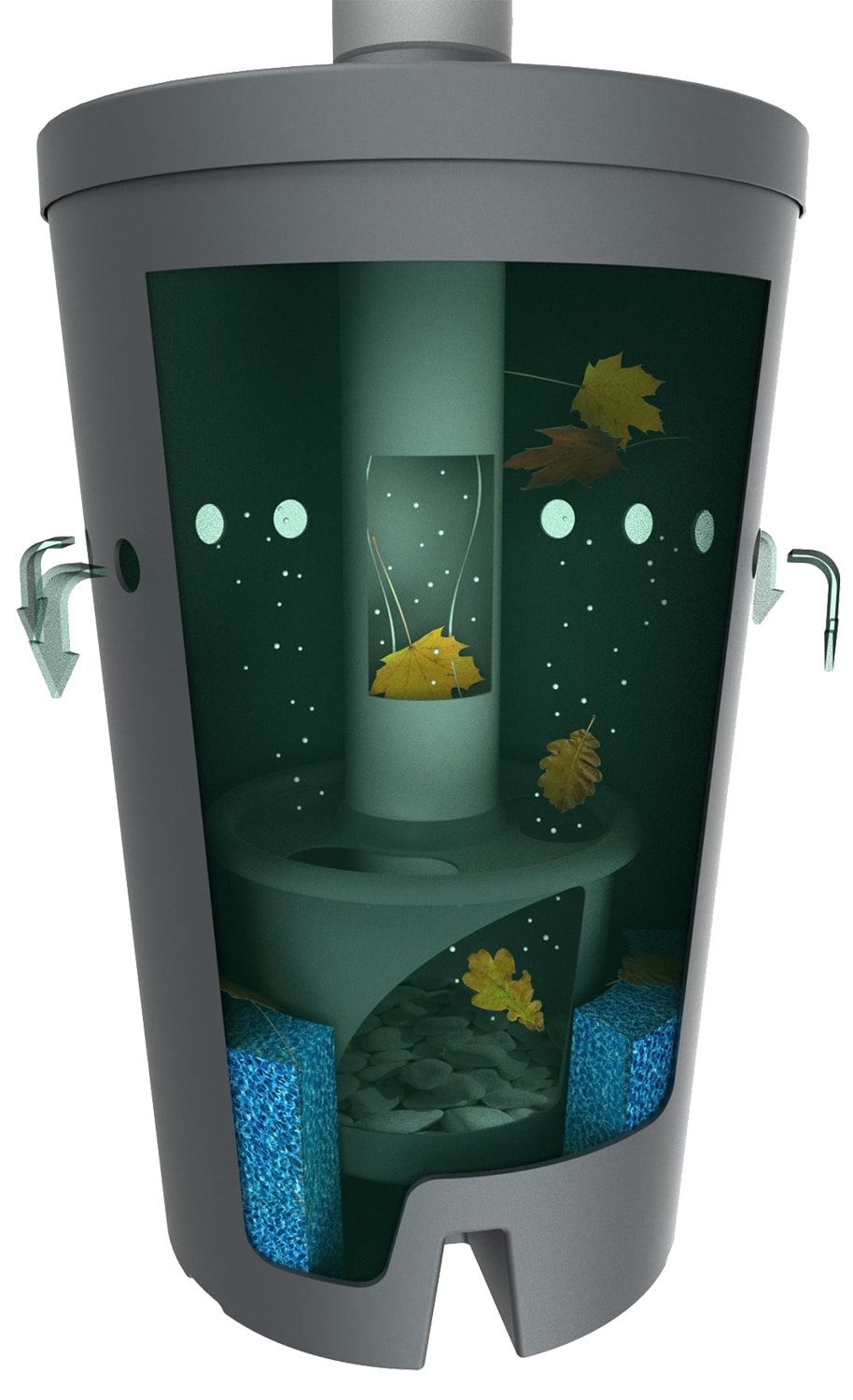 Der Biovitor reinigt Regenwasser mittels biologischem Wirkprinzips, patentierter Regenwasserfilter. Perfekt dimensionierte und prozessoptimierte Größenverhältnisse der Kammern und Durchlässe gewährleisten optimale biologische Abläufe mit höchstem Wirkungs