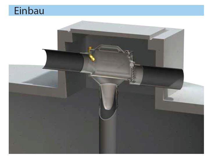 Zisternen Filter Trident zum Einbau in Regenspeicher mit tiefen Einstieg, für 150 m2 Dachfläche mit 