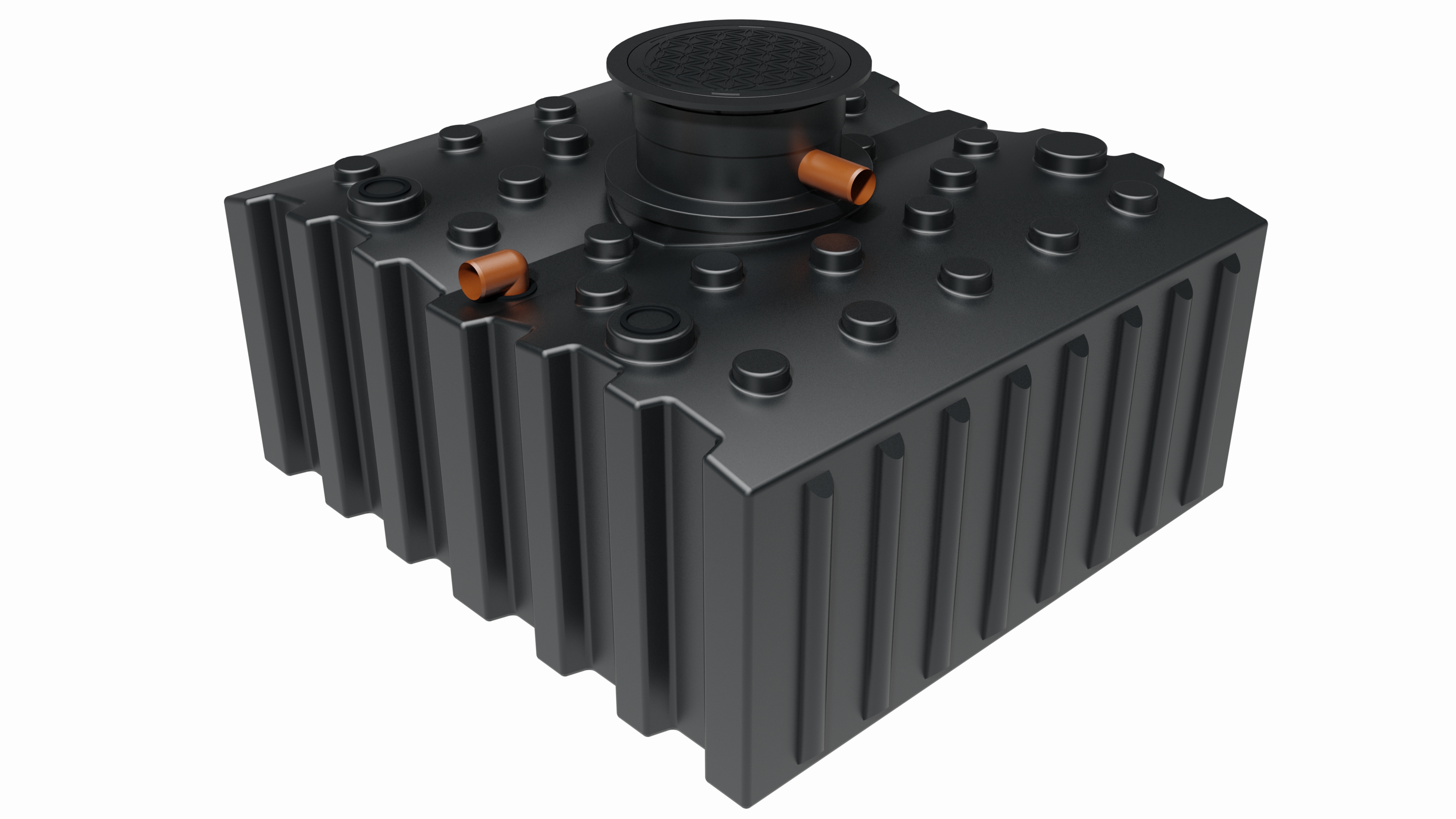 Flachtank 5.000 Liter mit Ausgleichdom, Abdeckung, 3 Anschlüssen und Biovitor