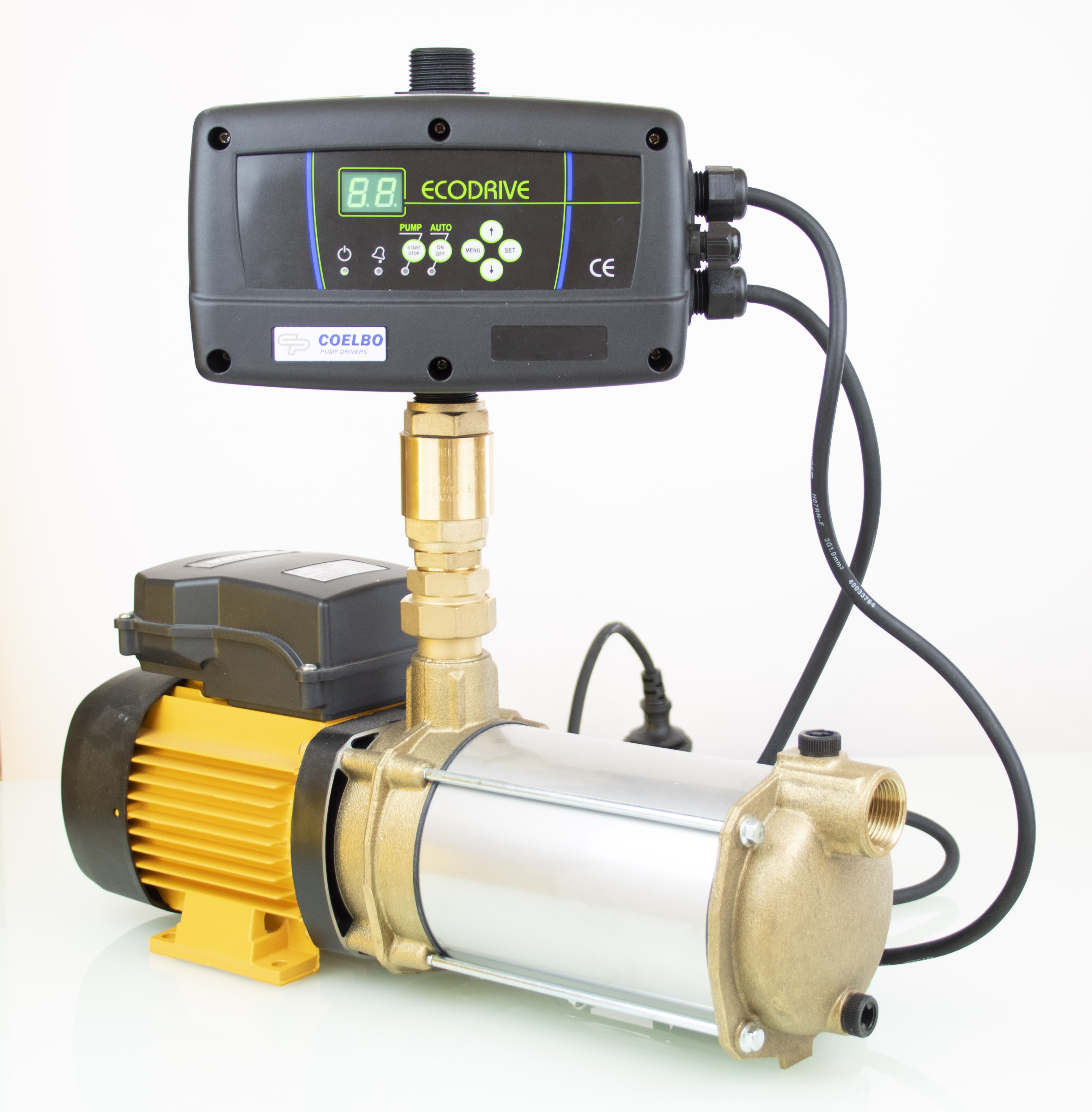 Hauswasserwerk ASPRI 25 mehrstufige sehr leistungsstarke, frequenzgeregelte, Kreiselpumpe aus Messing (MB), sehr leise und stromsparende Pumpe für Mehrfamilienhäuser.