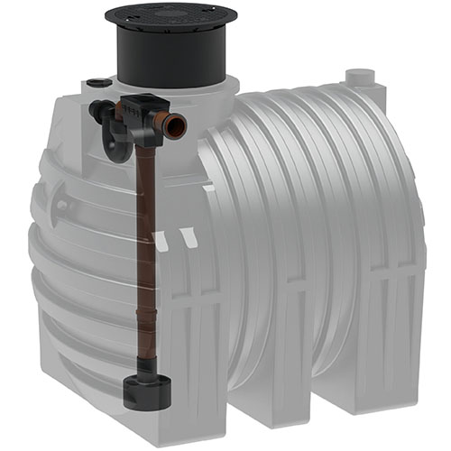 Kunststoff Regenwassertank 4.700 Liter mit Tankeinbaufilter, Zulauf, Überlauf und Schiebedom