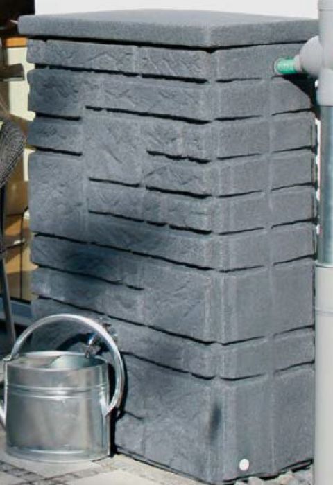 253_0 Steinmauer Maurano, Regenspeicher mit 300 Liter, Farbe black granit oder granit