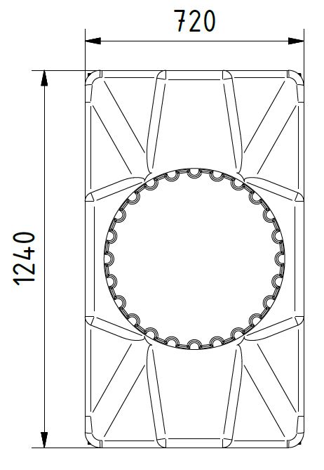 463_1 Draufsicht mit Maße Kunststoff Regenspeicher Kellertank 1.000 Liter