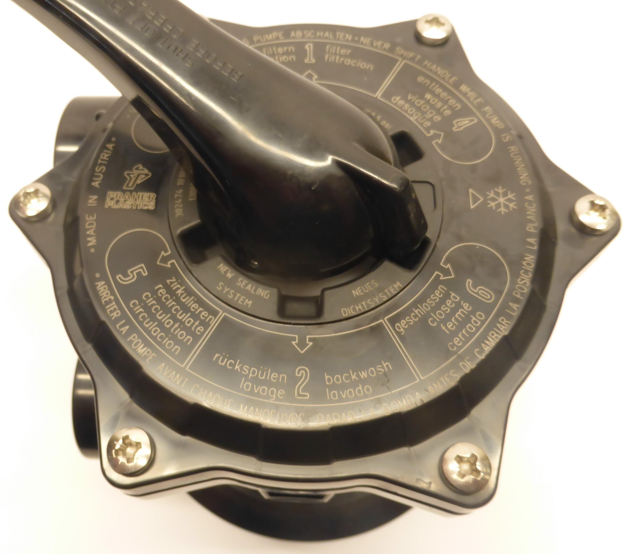 Zirkulieren, Rückspülen, geschlossen, Ventil Ocean V6 TM12-S für Filteranlagen, Rückspülventil Top Mount