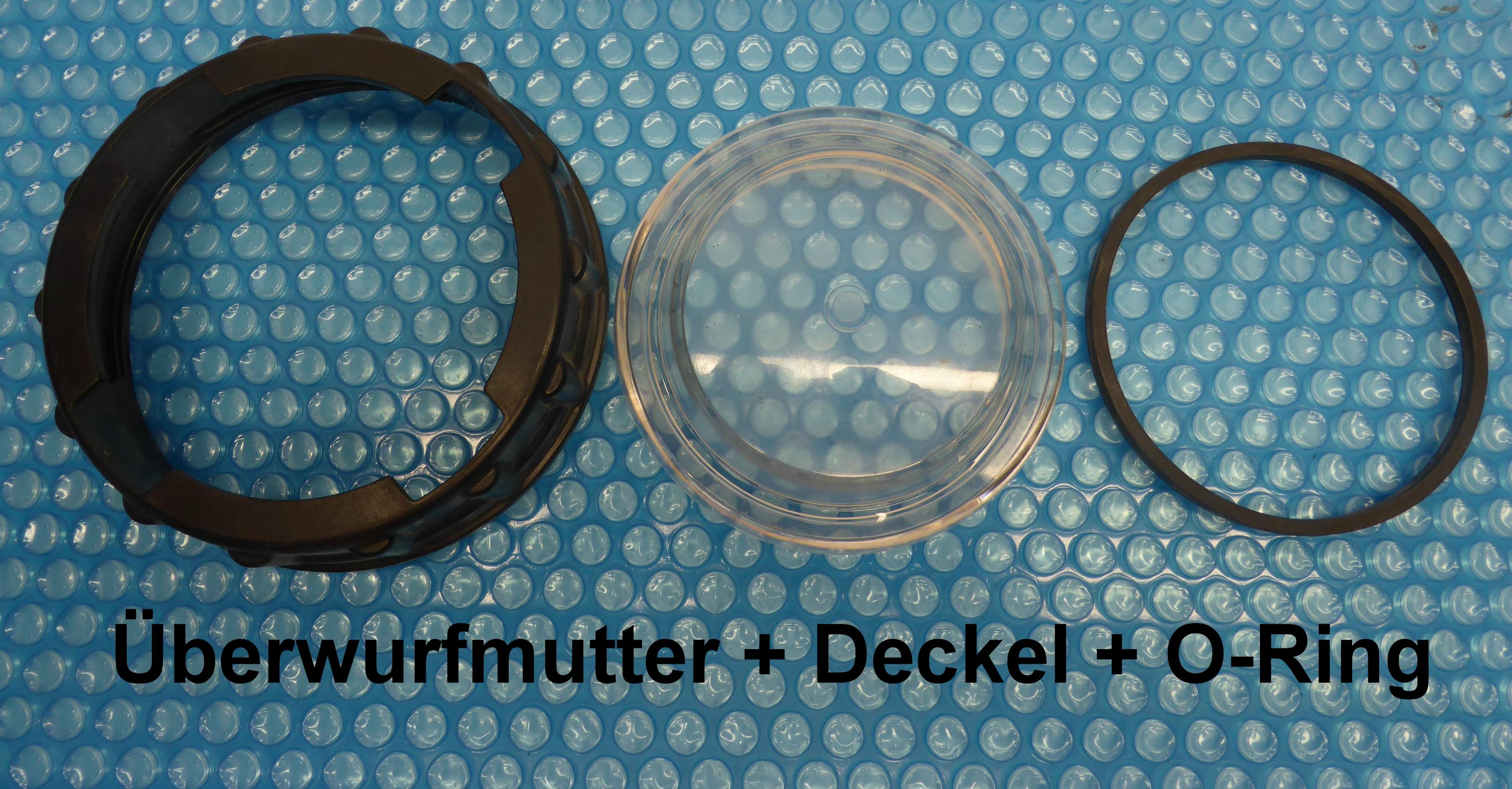 Set  bestehend aus Klarsichtdeckel Artikel 8125476, Überwurfmutter Artikel 810527 O-Ring Artikel 8135419 passender Montageschlüssel 8127995 für die neue Deckelversion gleich mitbestellen.