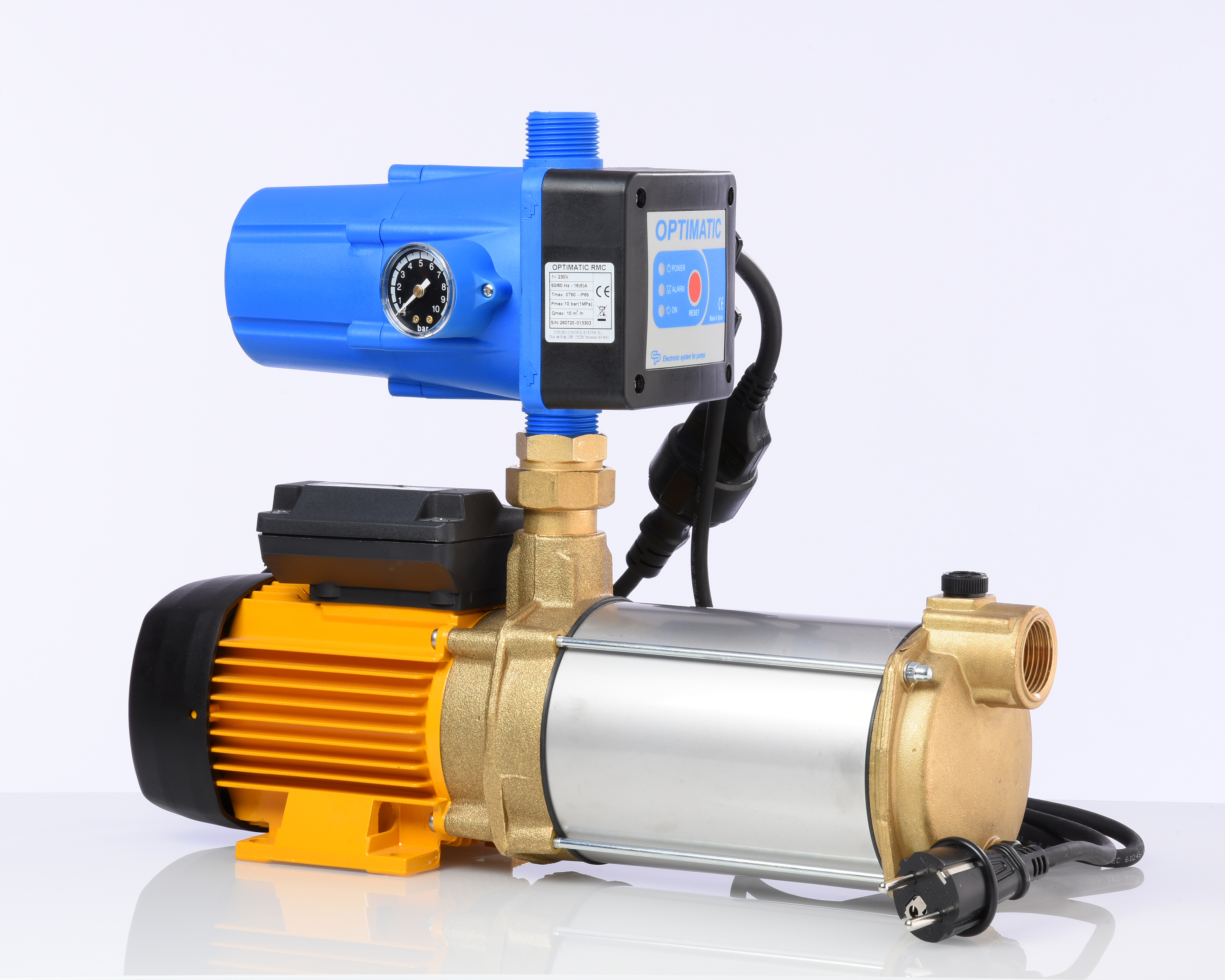 Hauswasserwerk ASPRI 15 mit Druckregler Optimatic RMC , sehr leise und mehrstufige Kreiselpumpe aus Messing (MB), stromsparend mit für ein Mehrfamilienhaus oder Gartenbewässerung, Original Espa bewährte Qualität - 2 Jahre Garantie