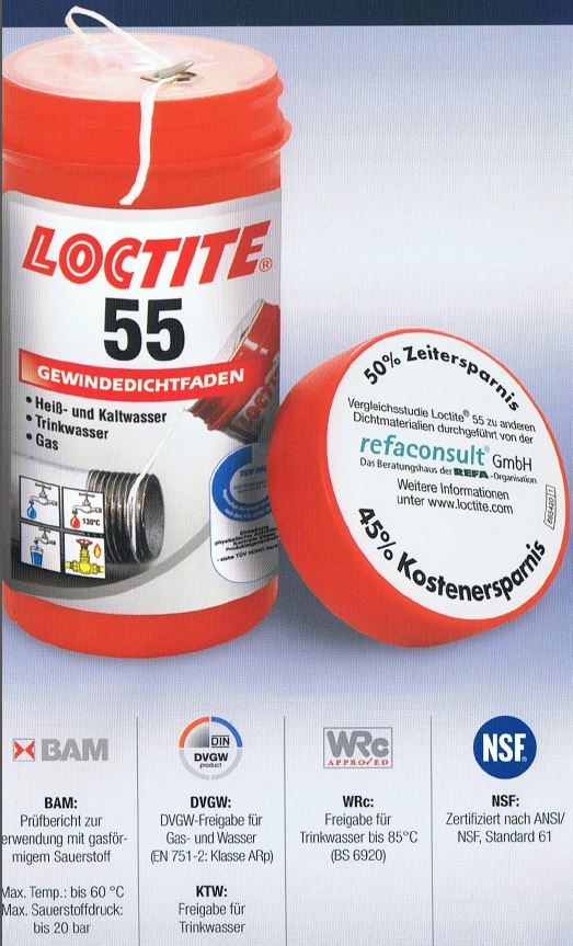 Gewindedichtfaden Loctite 55 - Dose mit 150 Meter