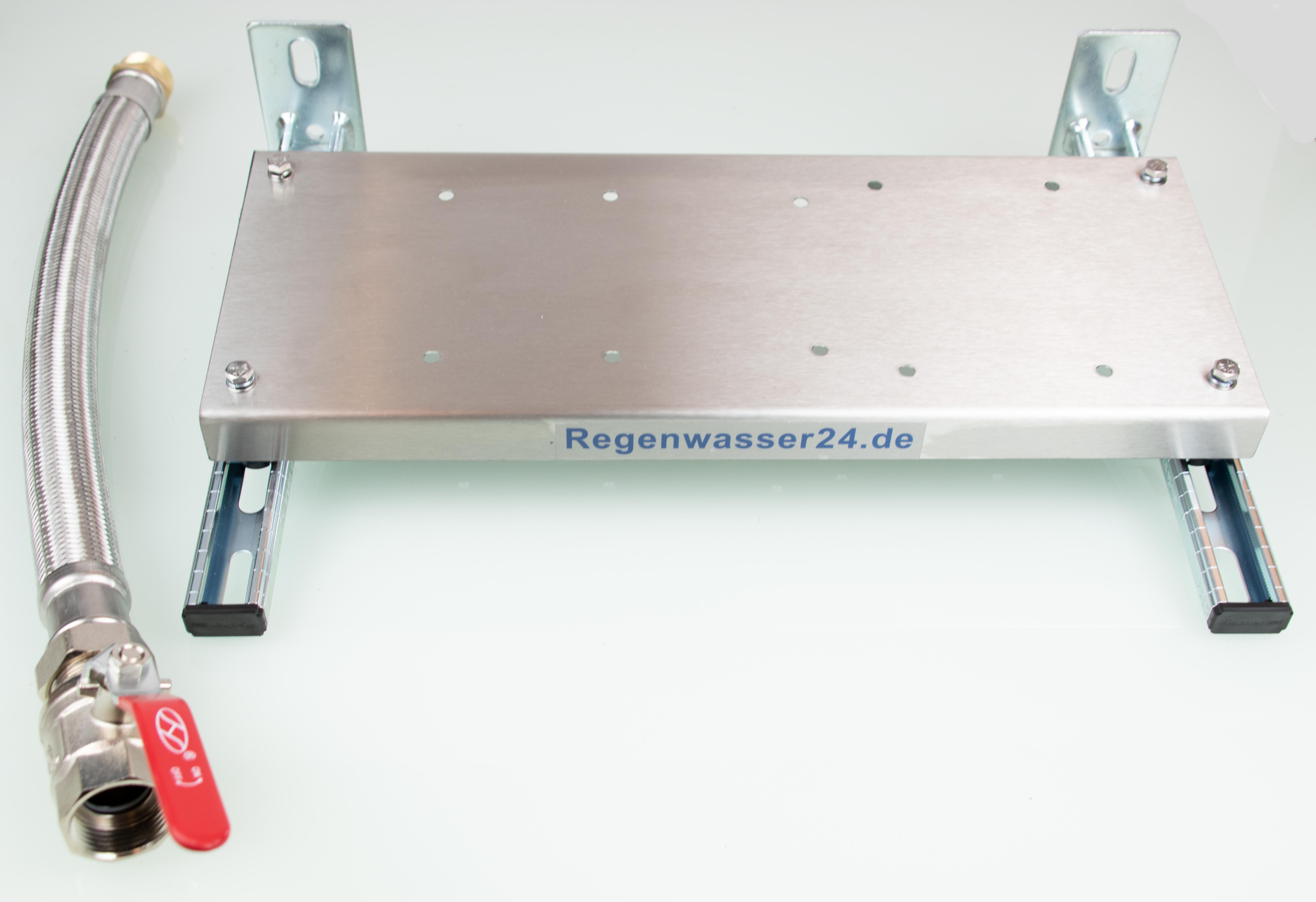 Pumpenanschluss-Set mit Edelstahlkonsole, Panzerschlauch, Kugelhahn