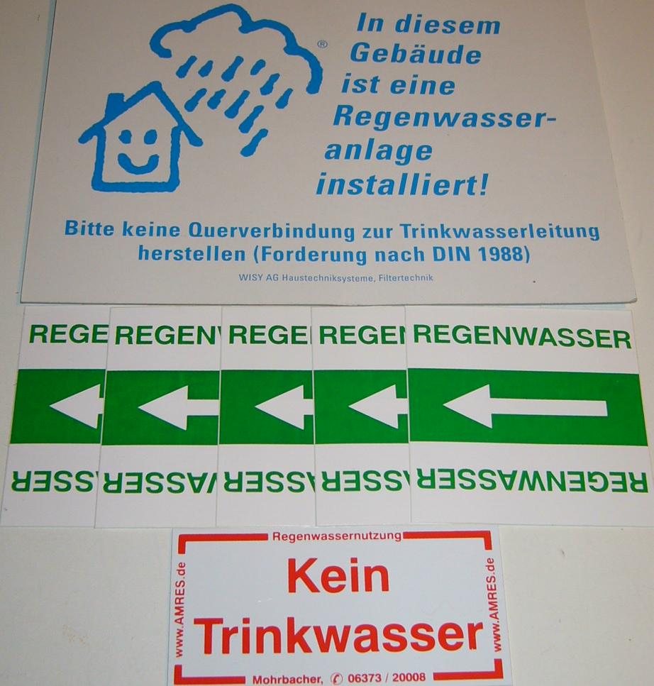 Kennzeichnungsset Regenwasseranlage mit 4.700 Liter Kunststofftank, Filter, Regenwasserzentrale SIGMA und Ansaugleitun