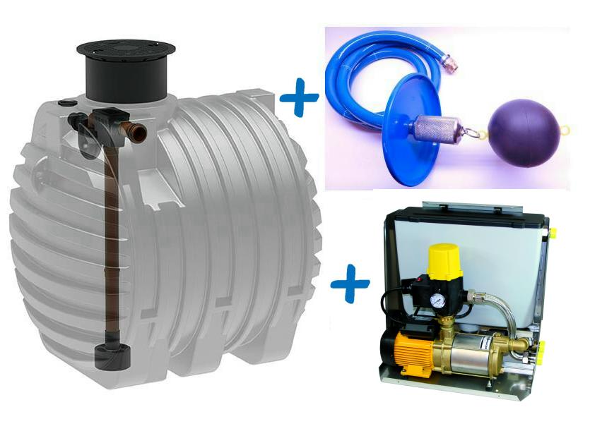 Regenwasseranlage mit 4.700 Liter Kunststofftank, Filter, Regenwasserzentrale SIGMA und Ansaugleitung 