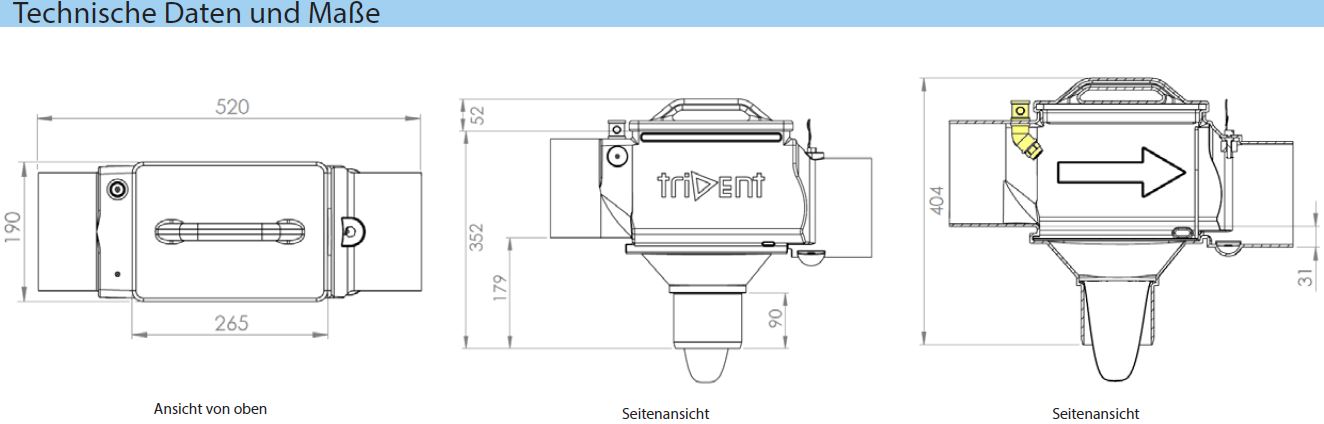 Zisternen Filter Trident 450 für 450 m2 Dachfläche, 2 cm Höhenversatz