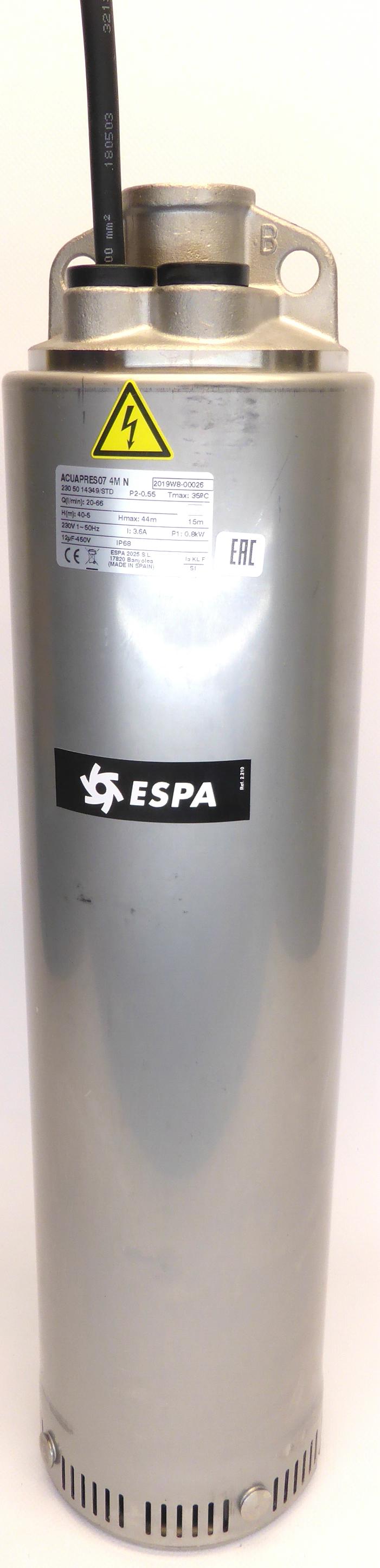 Hochwertige, robuste, langlebige Unterwasser Edelstahl Drucktauchpumpe Acuapres 4 mit integriertem Druckregler, Edelstahl Unterwasser Drucktauchpumpe ohne Schwimmerschalter