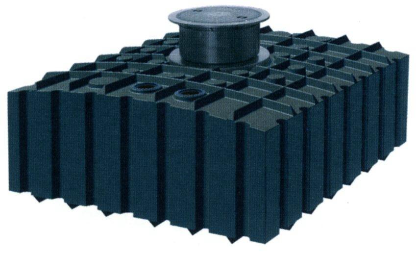 3D Ansicht Gartenanlage -fix- mit 4.200 Liter Flachtank inkl. Pumpe und Dom