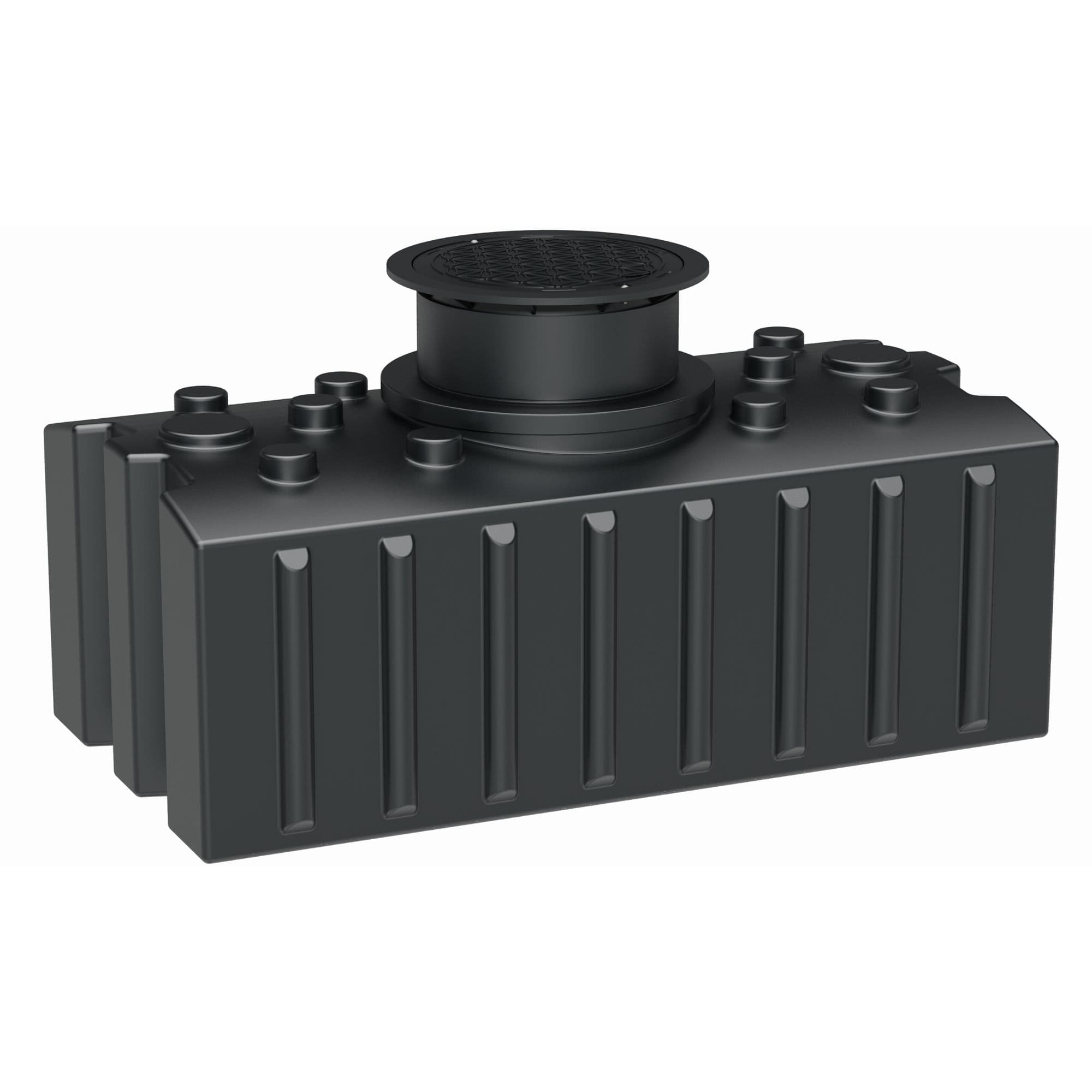 Flachtank 2.000 Liter mit Ausgleichdom, Abdeckung, 3 Anschlüssen und Biovitor (optinal)