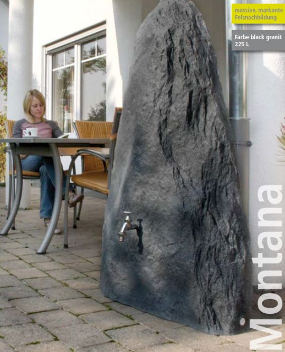 1801_1 Findling Montana, Regenspeicher mit 225 Liter, Farbe black granit oder granit