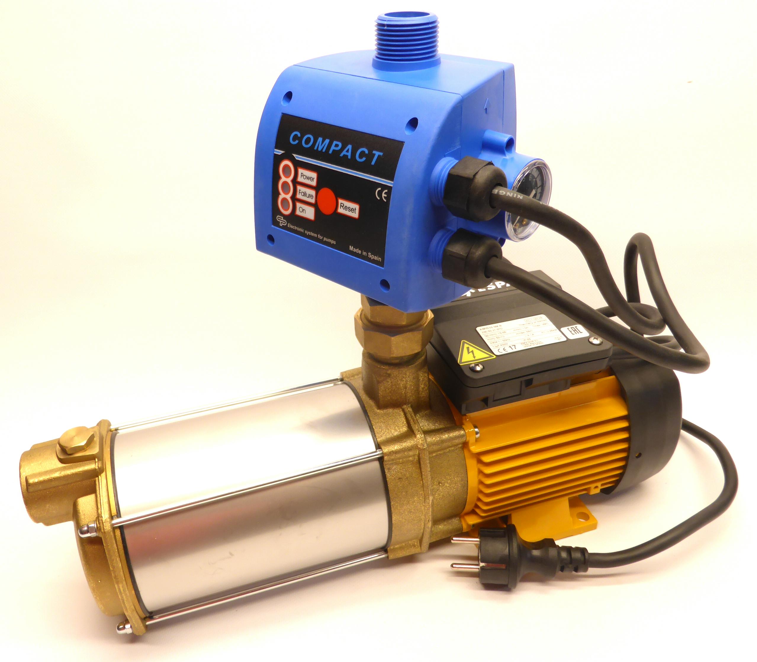 Druckregelautomat KIT RMC-S, Compact mit Manometer montiert auf einer Espa Aspri Pumpe