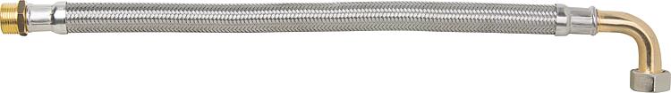 Flexibler Panzerschlauch 1" mit 90° Bogen 500 mm lang mit Edelstahlumflechtung